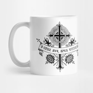 Cross - O Crux Ave, Spes Unica - Black - White Bkg Mug